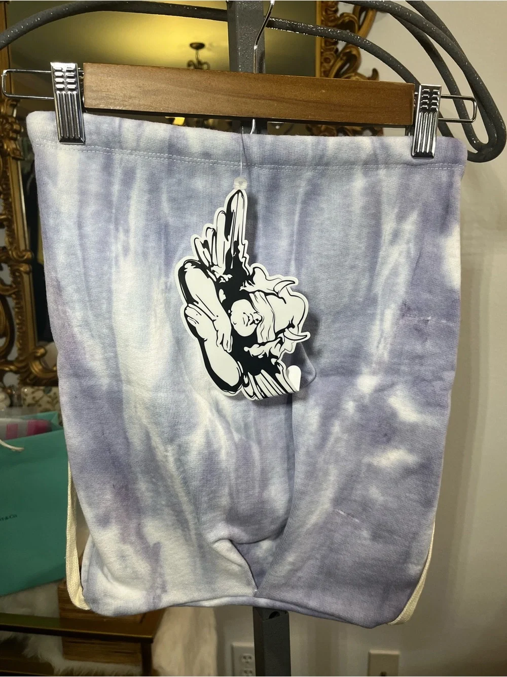 Revolve Boys Lie Tie Dye Angel Graphic Lavender White Drawstring Backpack NWT